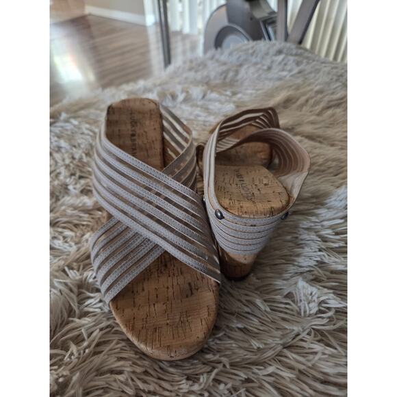 Lucky Brand Miller Cork Wedge Open Toe Platform Sandals 9.5 Criss Cross Strap - Picture 4 of 11